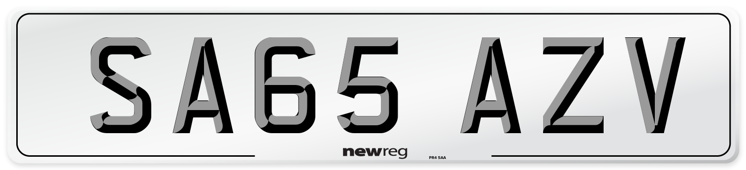 SA65 AZV Number Plate from New Reg